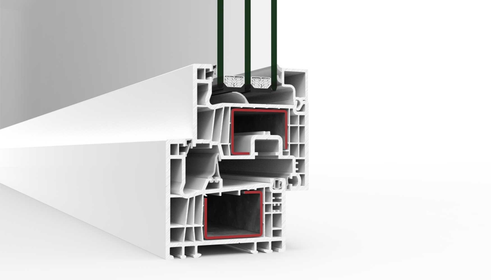 Detaliu constructiv al profilului PVC Cortizo A78